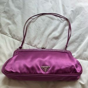 Authentic Prada Purple Satin Clutch Purse